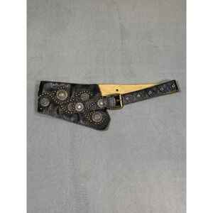 Sand Castle Women's Leather And Concho Asymmetrical Belt Boho Western Approx 33"